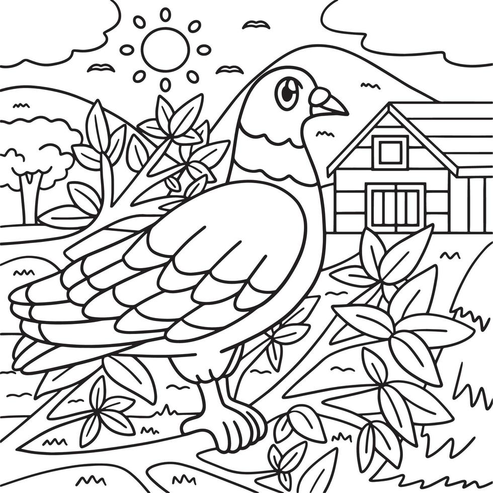 página de colorir pombo para crianças vetor