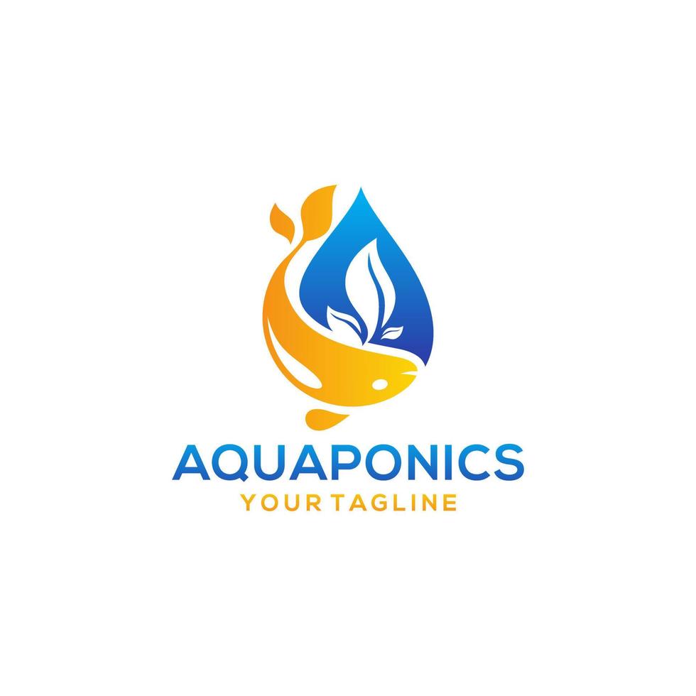 modelo de vetor de estoque de logotipo de aquaponia