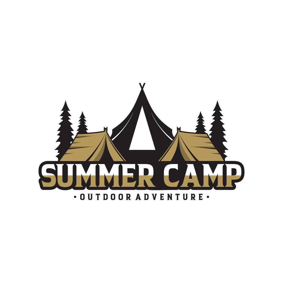 modelo de logotipo de acampamento de verão vintage vetor