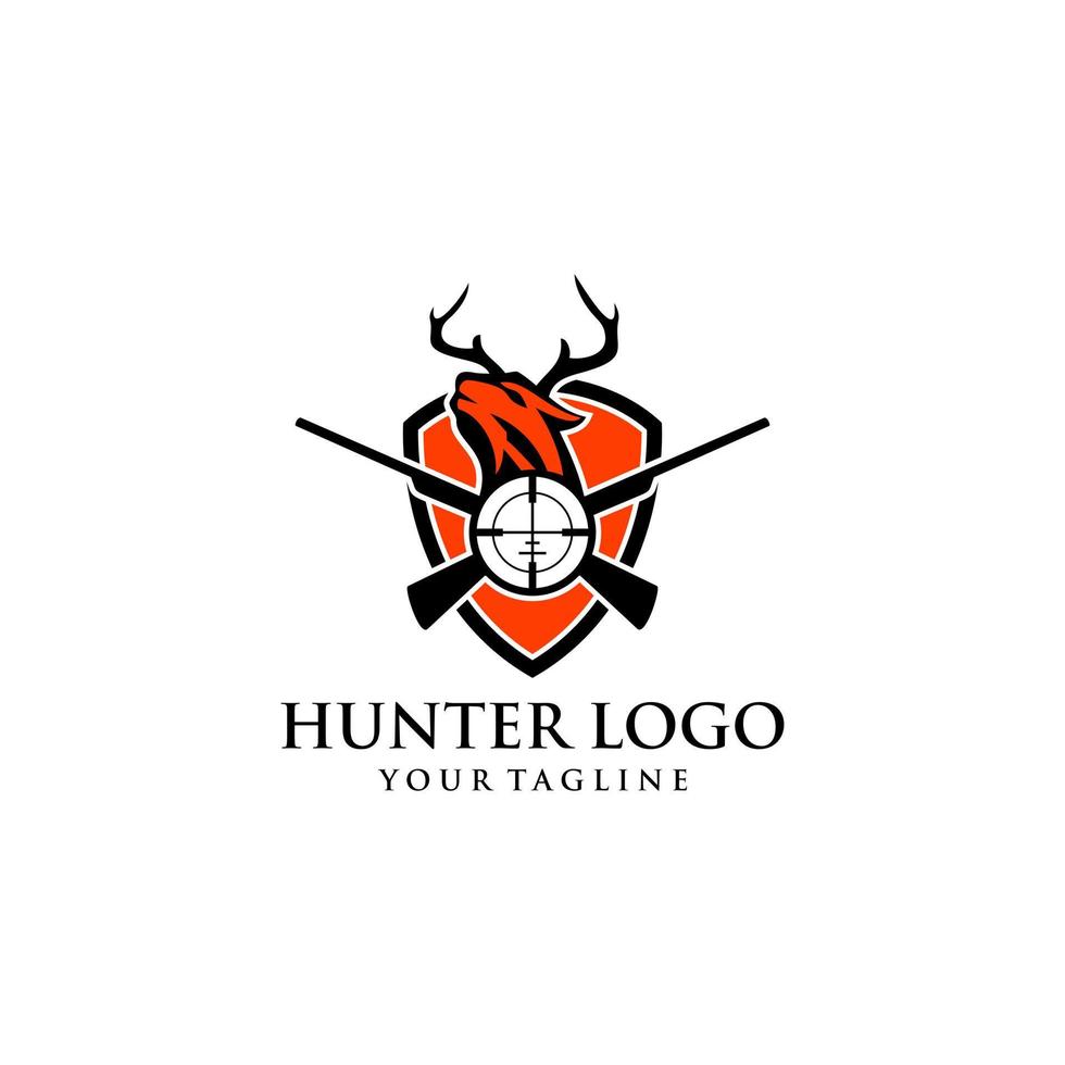 modelo de vetor de design de logotipo de caçador ao ar livre