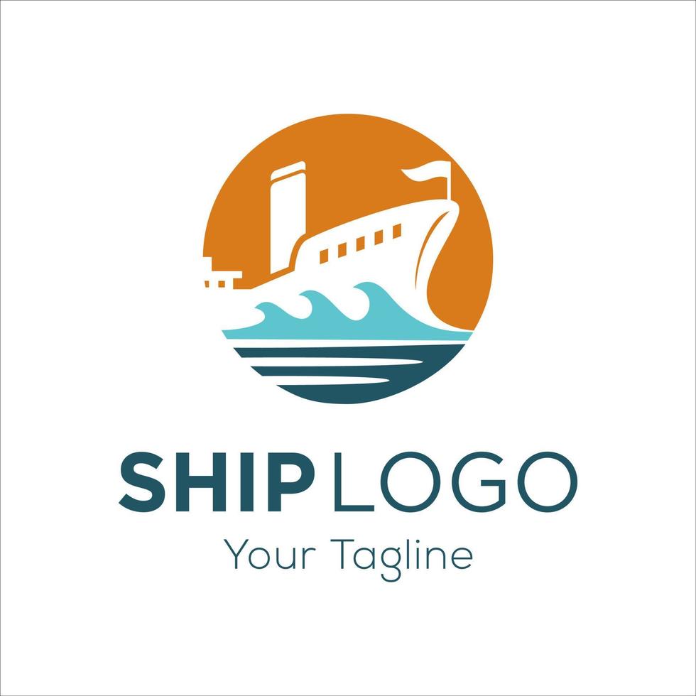 modelo de logotipo de navio de cruzeiro vetor