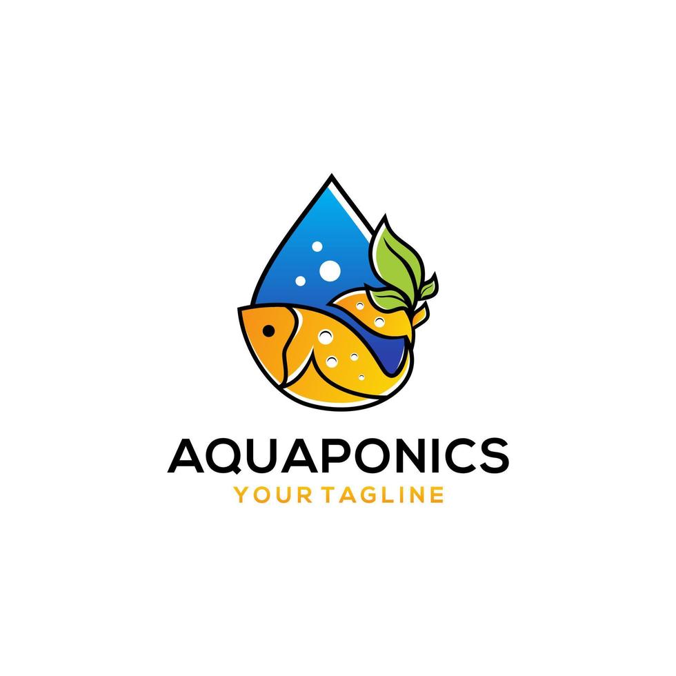 modelo de vetor de estoque de logotipo de aquaponia