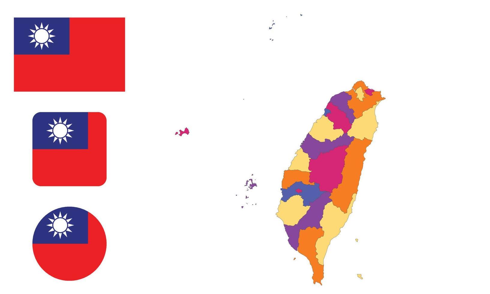 mapa e bandeira de Taiwan vetor