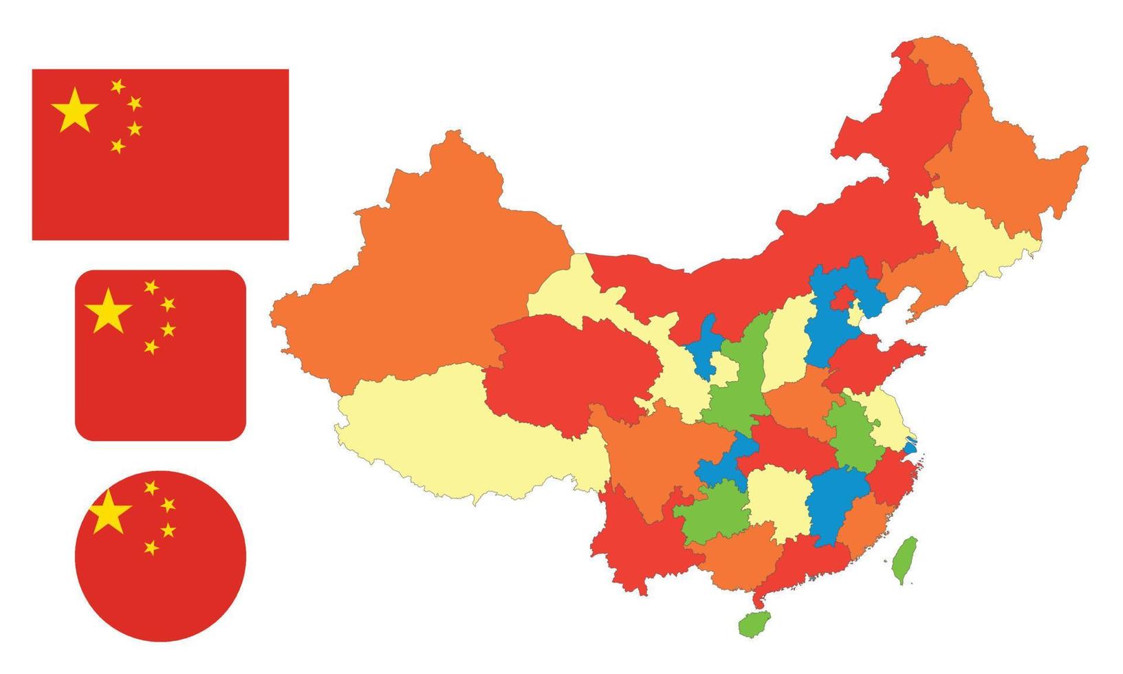 mapa e bandeira da china vetor