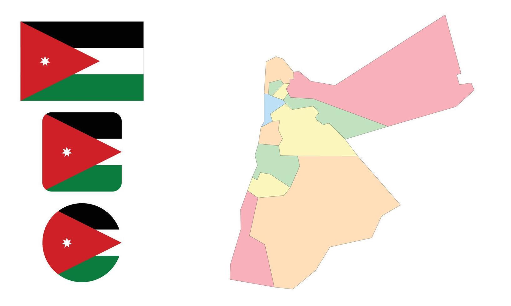 mapa e bandeira da Jordânia vetor