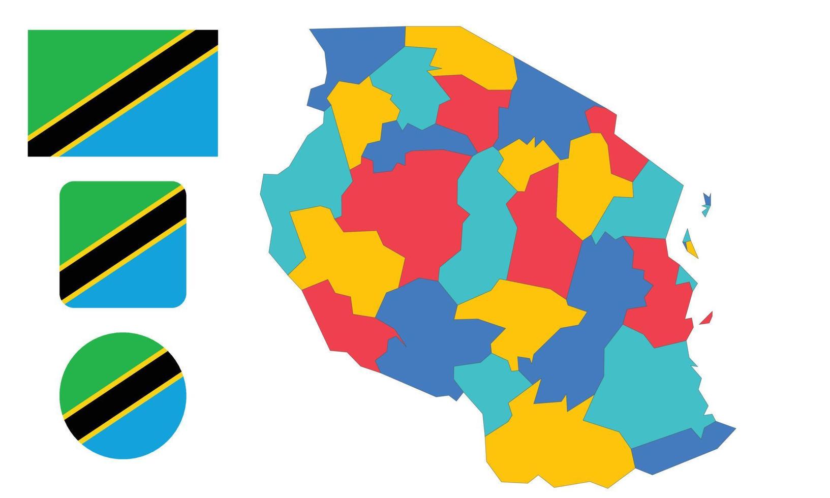 mapa e bandeira da Tanzânia vetor