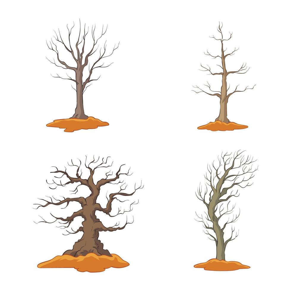 coleção de árvores secas desenhadas à mão vetor