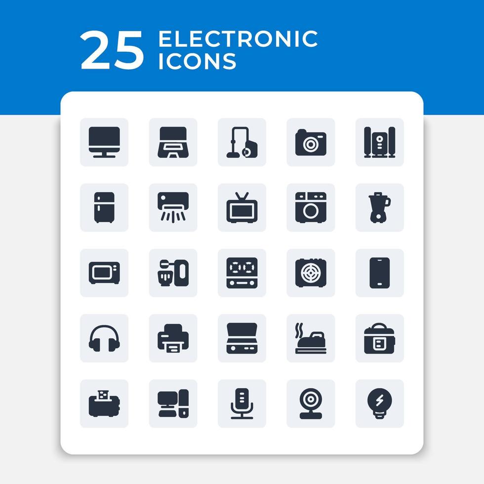 pacote de vetores editáveis de ícones de glifos eletrônicos. símbolos de qualidade premium. coleção de ícones vetoriais para conceito, gráficos da web e aplicativo móvel com estilo glifo. sinais de glifo simples.