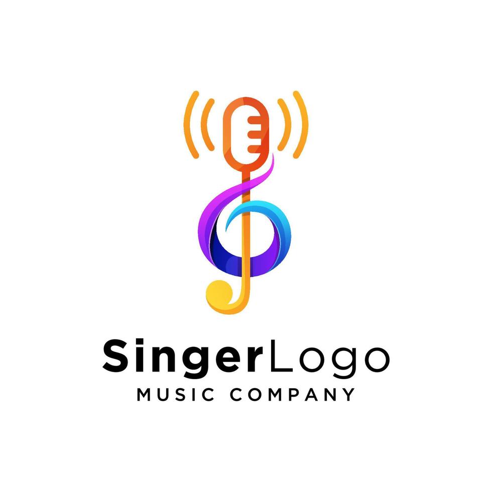 vetor premium de design de logotipo de música de cantor colorido