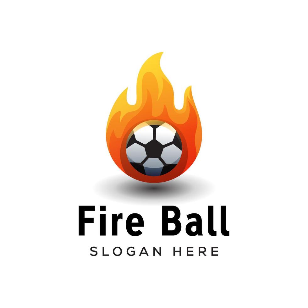 bola de fogo, modelo de vetor de ilustração de logotipo de futebol de fogo para equipe esportiva