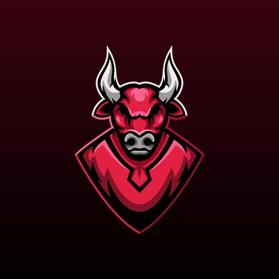 logotipo de mascote de touro vermelho para jogos em equipe, modelo de vetor de mascote de cabeça de touro