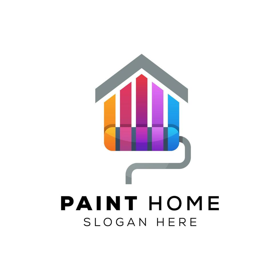 serviço de pintura de casa, decoração e ícone multicolorido de reparo. logotipo vetorial, rótulo, design de emblema. conceito para decoração de casa, construção, vetor