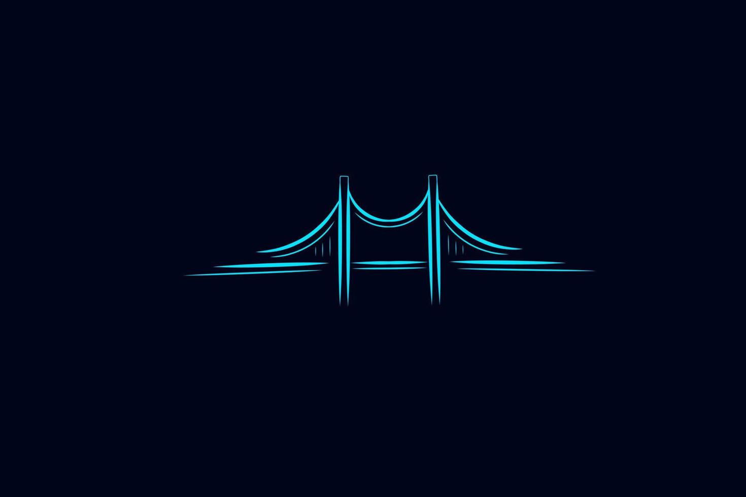 ponte portão linha pop art potrait logotipo design colorido com fundo escuro. ilustração em vetor abstrato. papel de parede minimalista escuro