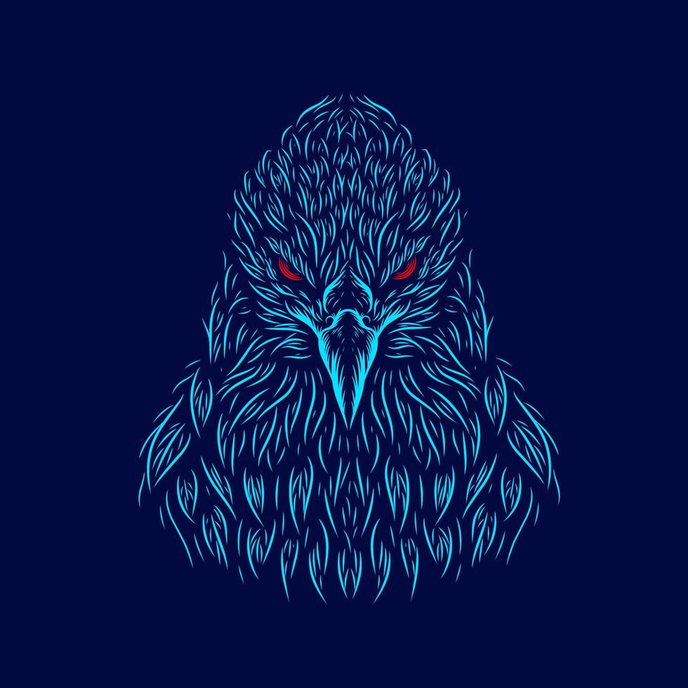 águia falcão vector silhueta linha pop art potrait logotipo design colorido com fundo escuro. ilustração em vetor abstrato. fundo preto isolado para camiseta, pôster, roupas.
