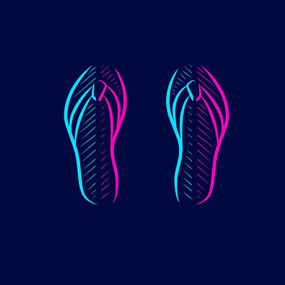 linha de sapatos de moda sandália. logotipo da arte pop. design colorido com fundo escuro. ilustração em vetor abstrato. fundo preto isolado para camiseta, pôster, roupas, merchandising, vestuário, design de crachá