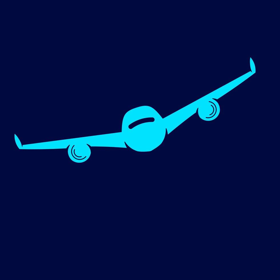 avião avião linha pop art potrait logotipo design colorido com fundo escuro. ilustração em vetor abstrato. fundo preto isolado para camiseta, pôster, roupas, merchandising, vestuário, design de crachá