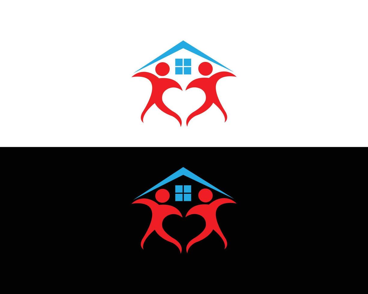amo o design de logotipo em casa, design de modelo de atendimento domiciliar. vetor