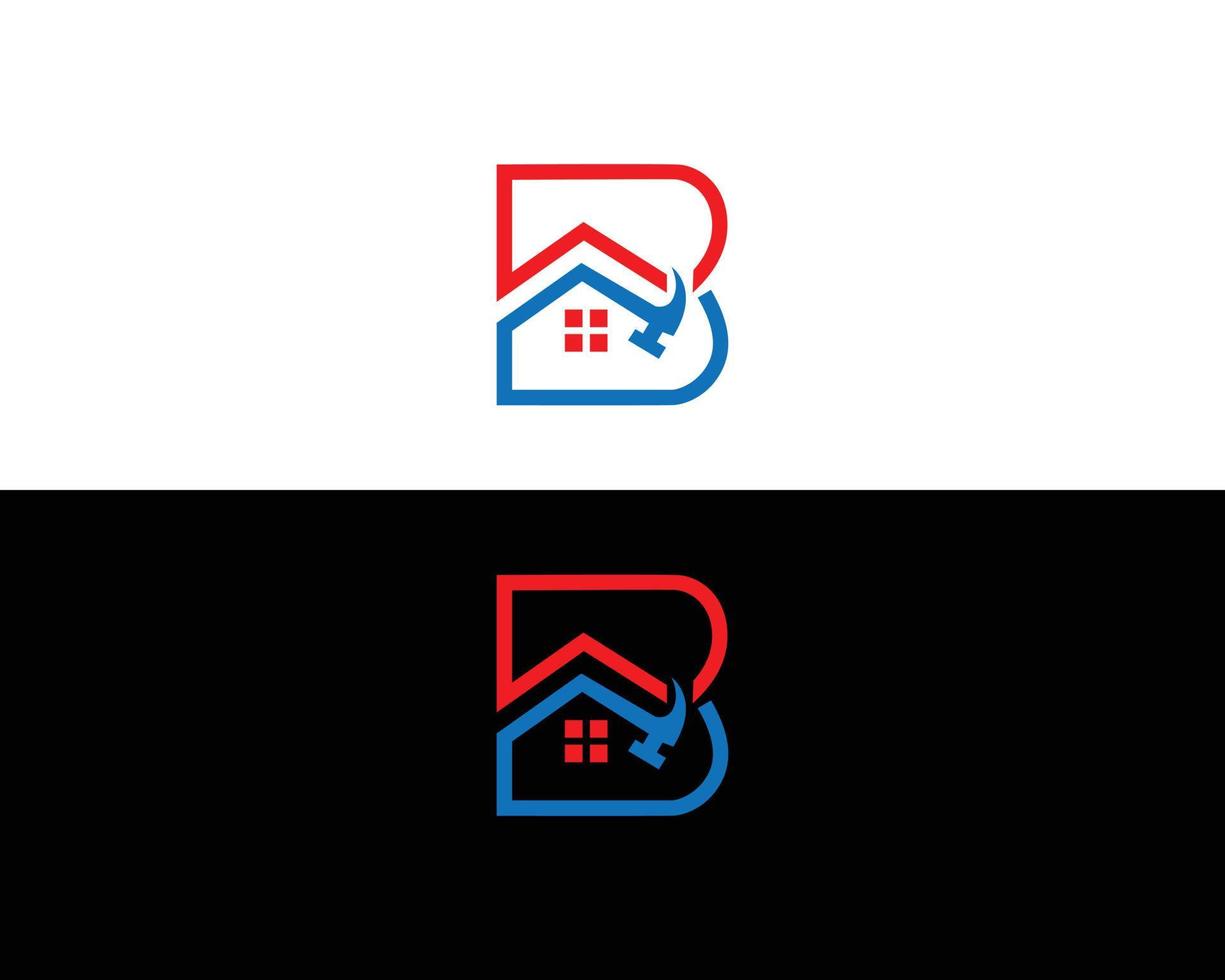 vetor de design de logotipo de letra b de construtor de casas