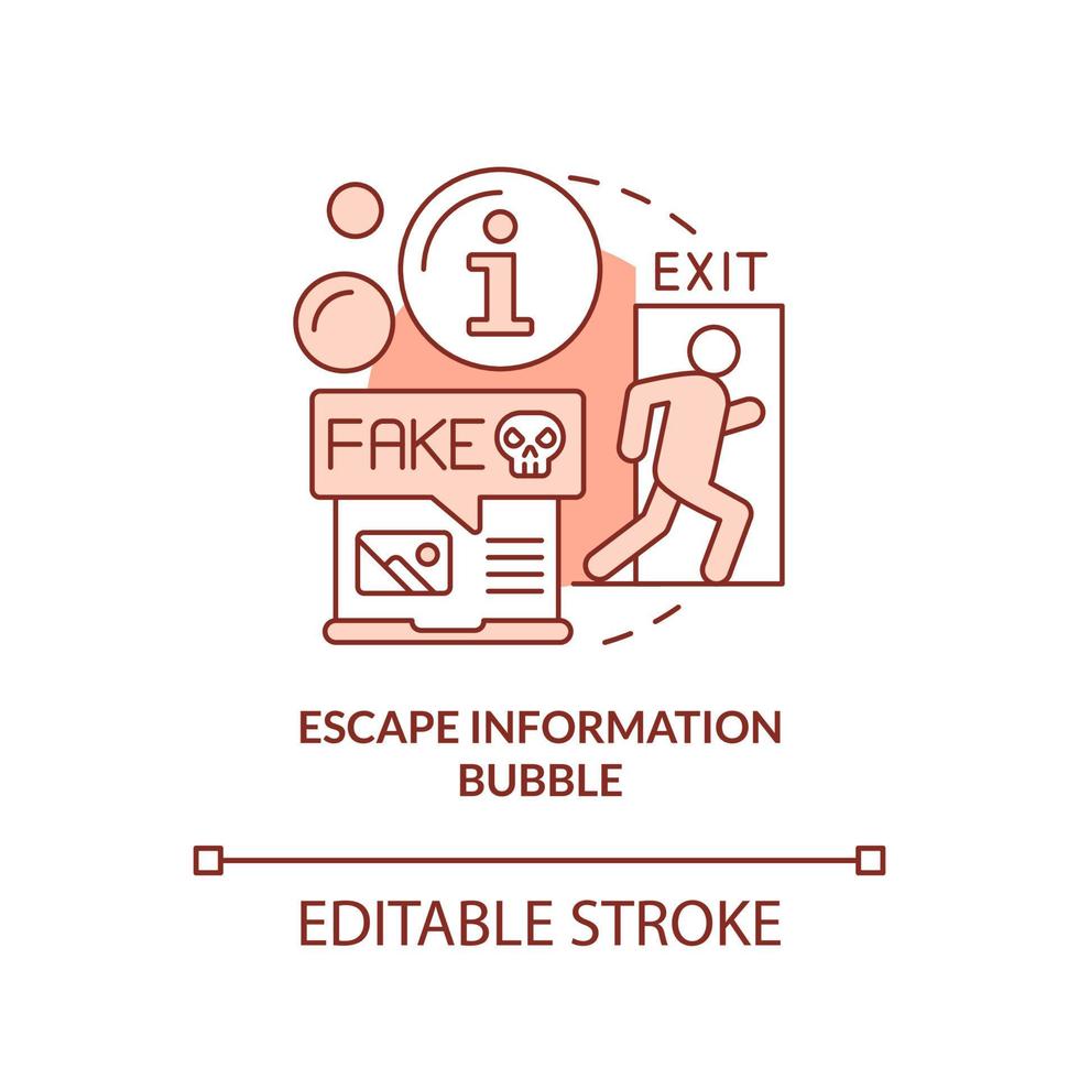escapar o ícone do conceito de bolha vermelha de informações. fonte alternativa. desinformação abstrata idéia ilustração de linha fina. desenho de contorno isolado. traço editável. vetor