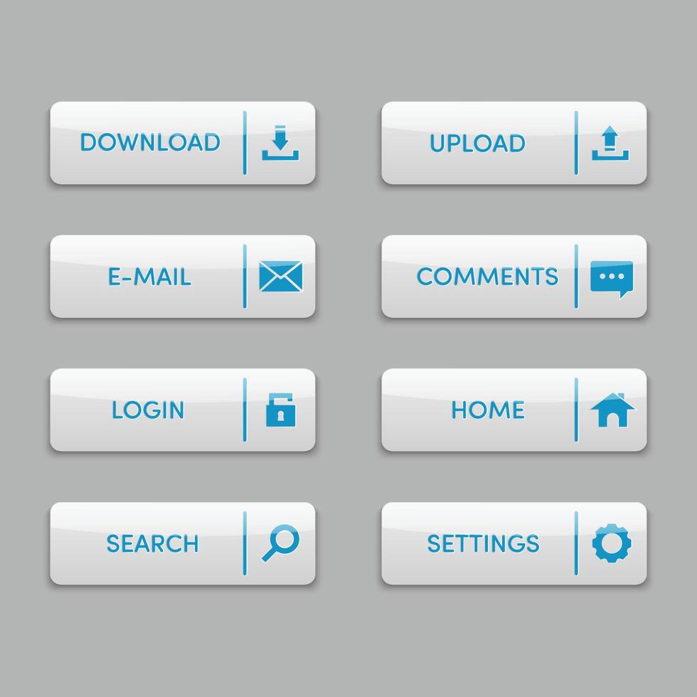 conjunto de vetores de ícone de web de botão branco.