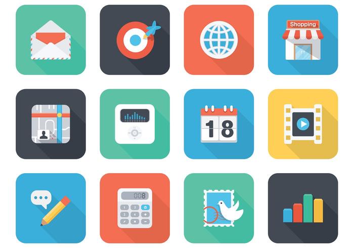 Free Flat App Vector Icons para celular e web