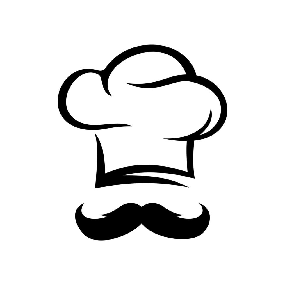 chapéu de chef e logotipo de bigode vetor