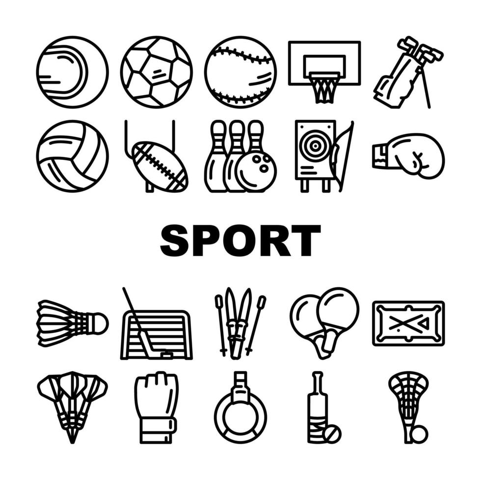 conjunto de ícones de atividade de desportista de jogo de esporte vetor
