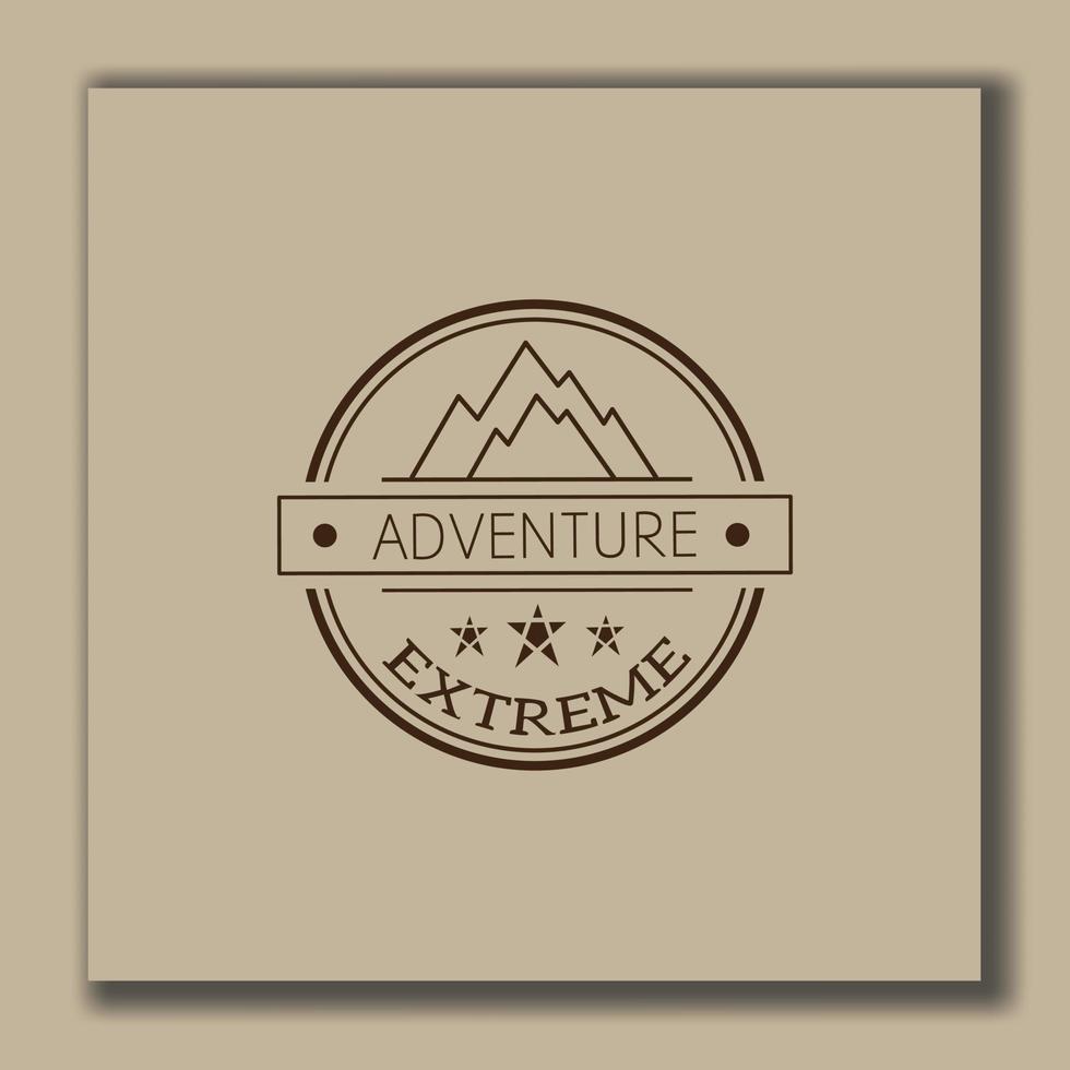 modelo de design de logotipo de aventura, círculo de estilo vintage e marrom vetor