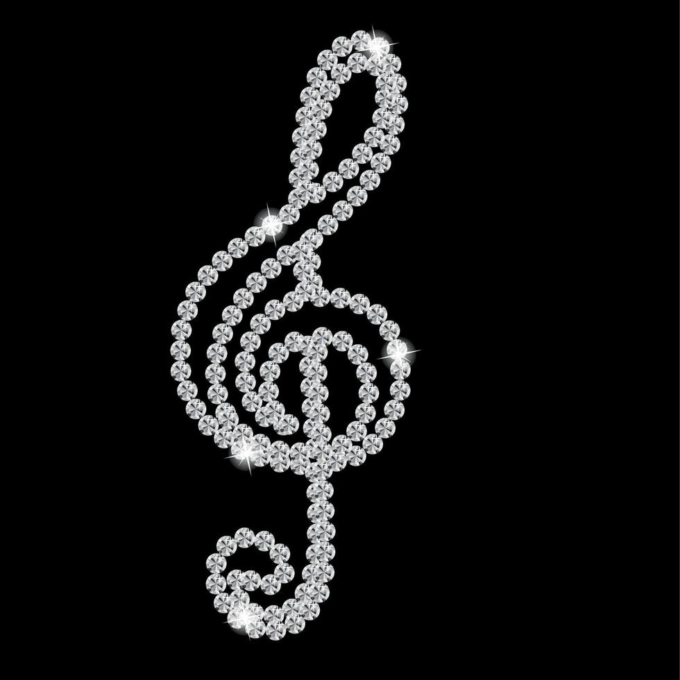 abstrata bela ilustração em vetor de nota de música de diamante negro