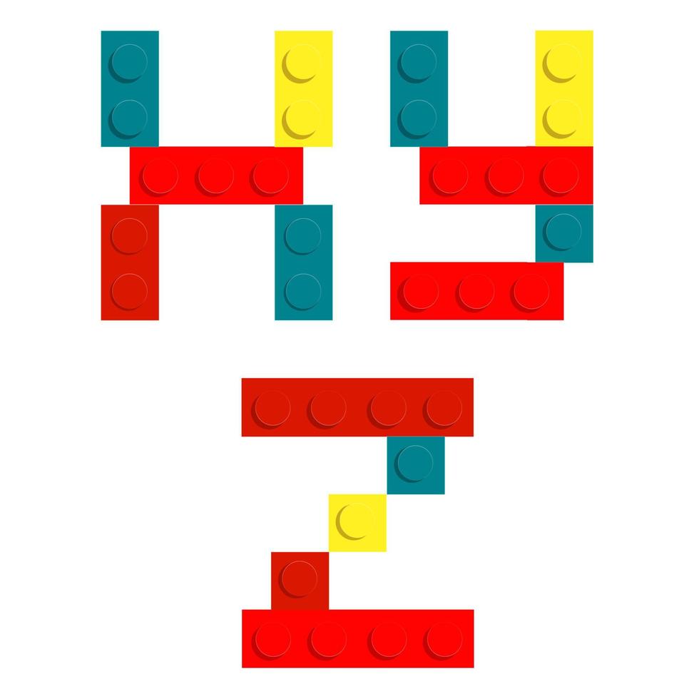 conjunto de alfabeto feito de blocos de tijolos de construção de brinquedo isolados em branco vetor
