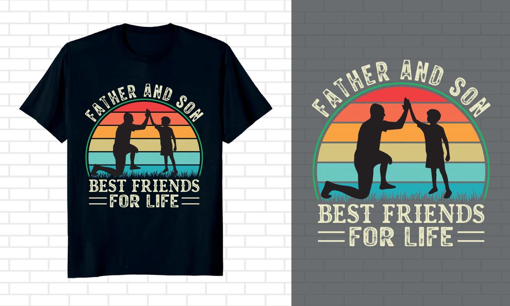 pai e filho melhores amigos para a vida design de t-shirt do dia dos pais vetor