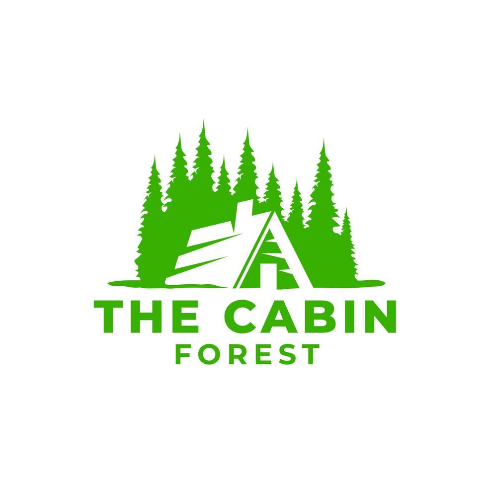 o logotipo da floresta da cabana vetor