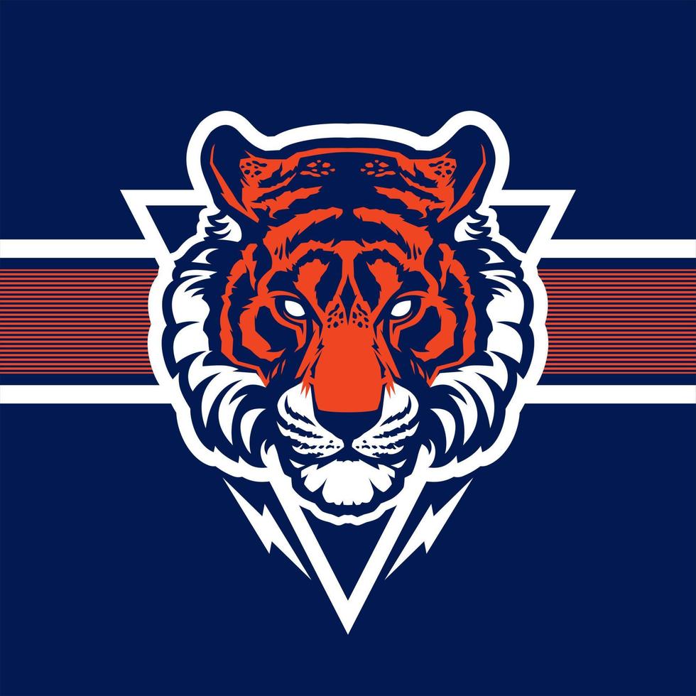 logotipo de ilustração vetorial de cabeça de mascote animal tigre vetor