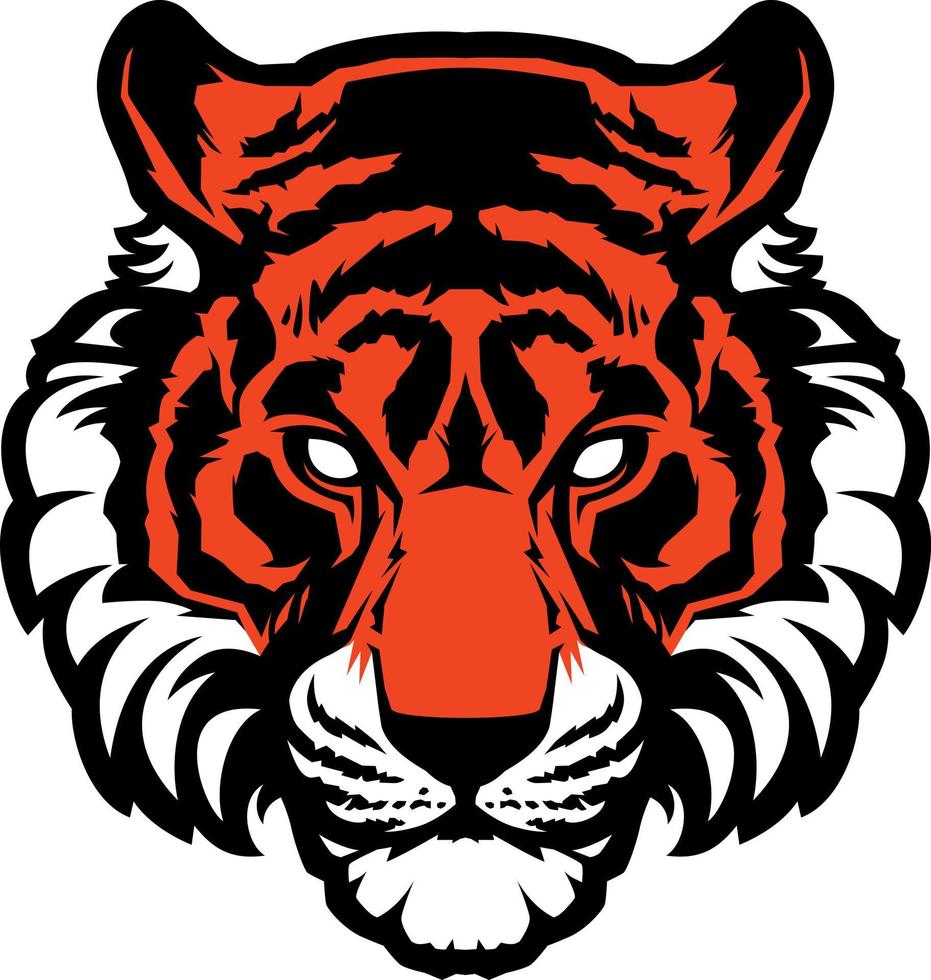 logotipo de ilustração vetorial de cabeça de mascote animal tigre vetor