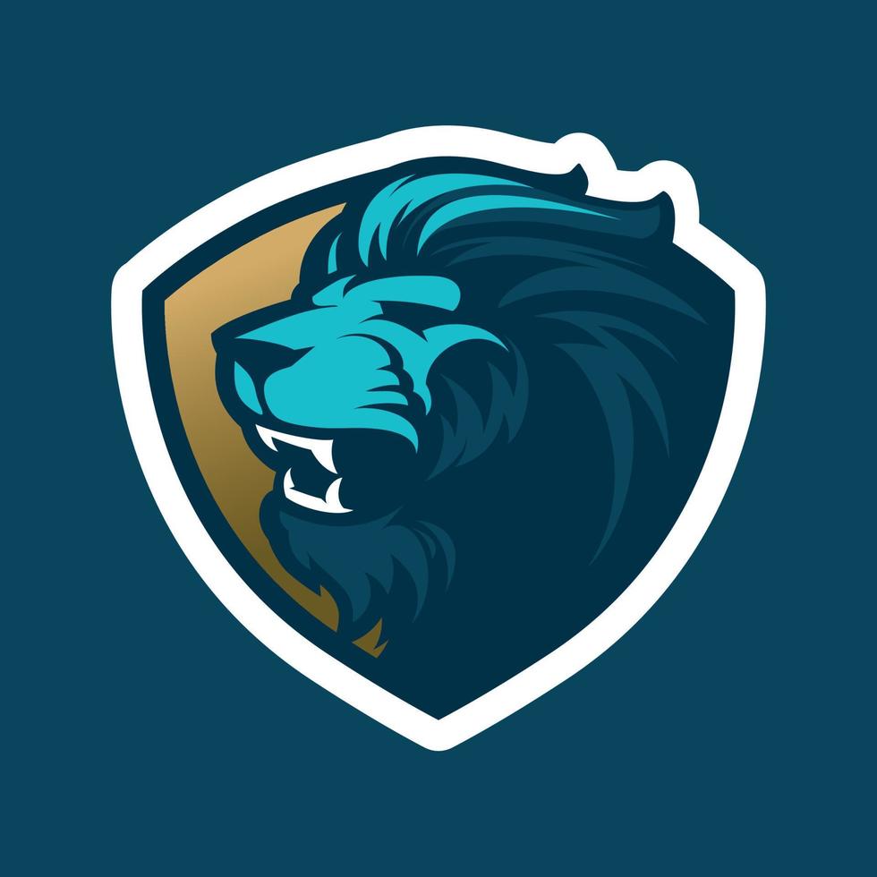 mascote cabeça de leão rugindo. ótimo para logotipos de esportes e mascotes de equipe. vetor