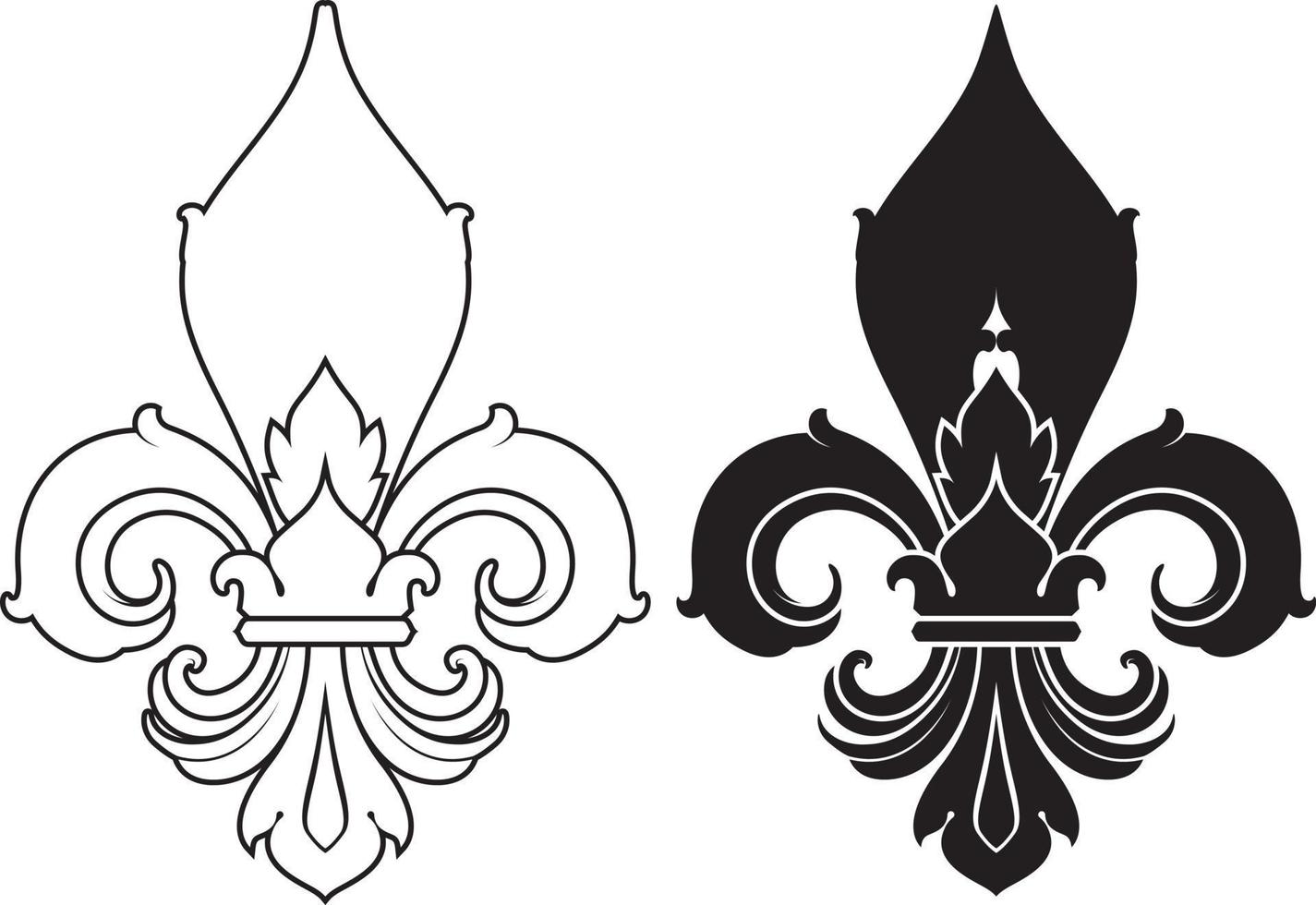 símbolo da flor de lis, silhueta - símbolo heráldico. ilustração vetorial. signo medieval. vetor