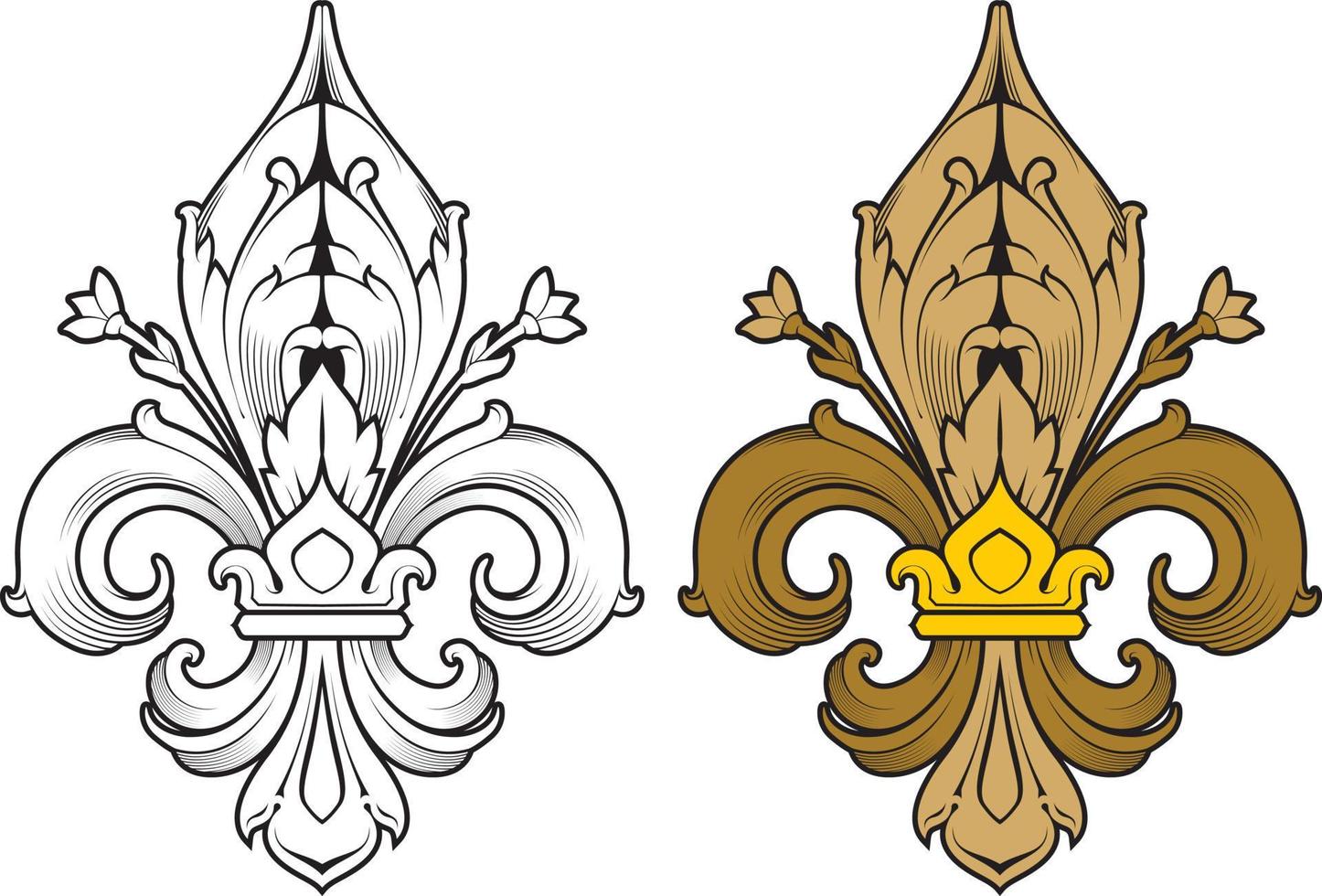 símbolo da flor de lis, silhueta - símbolo heráldico. ilustração vetorial. signo medieval. vetor