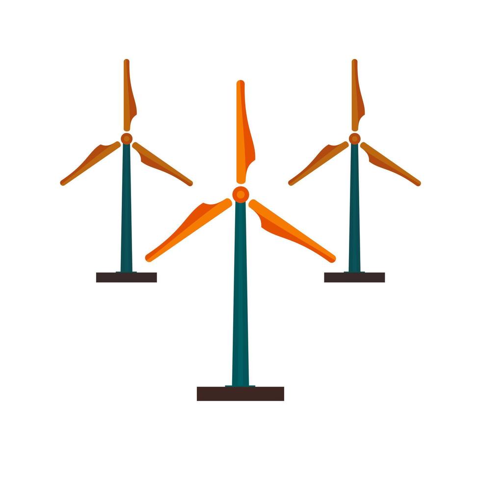 ícone multicolorido plano de vários moinhos de vento vetor