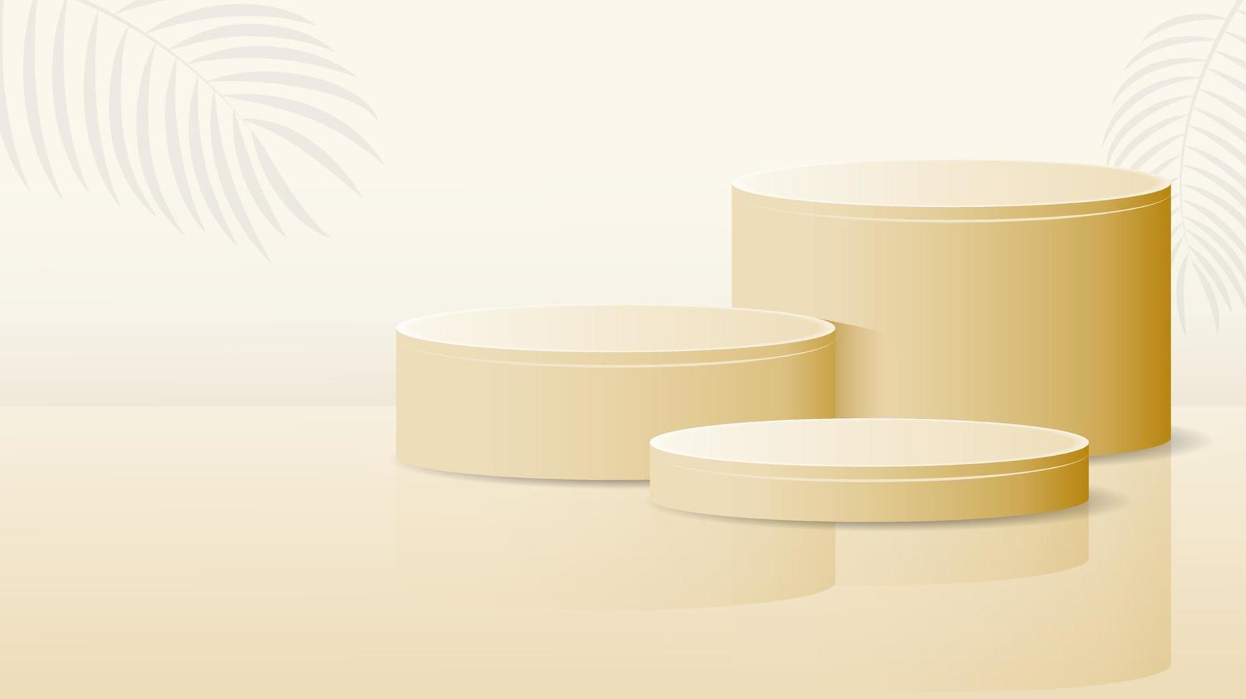 pódio dourado com três tamanhos diferentes em fundo dourado para design de modelo de produto vetor