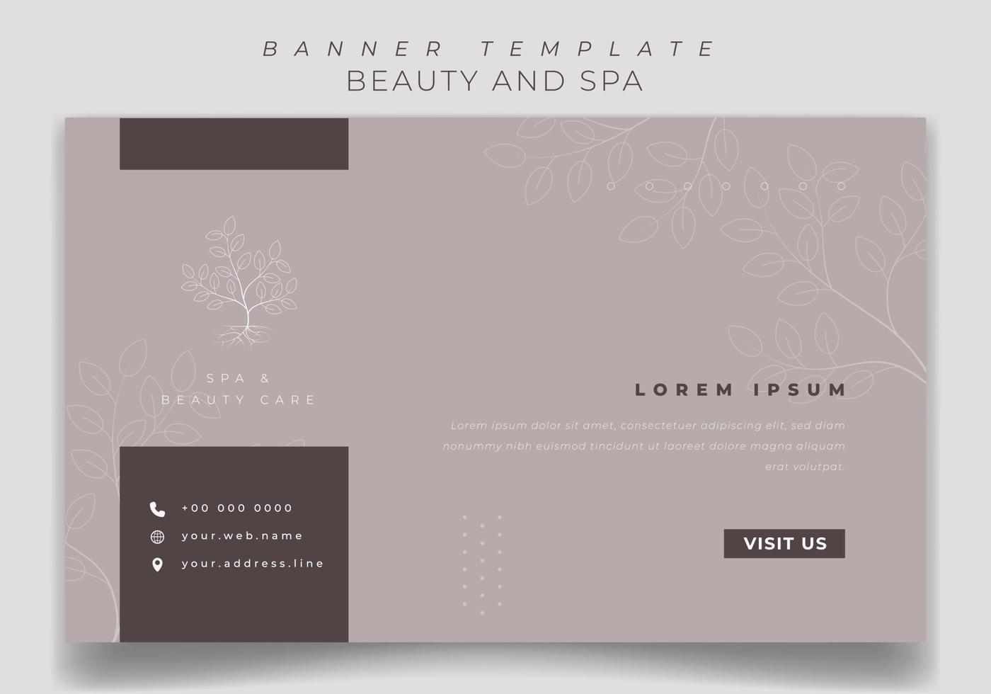 design de modelo de banner em fundo marrom com design de conceito de luxo para publicidade de beleza e spa vetor