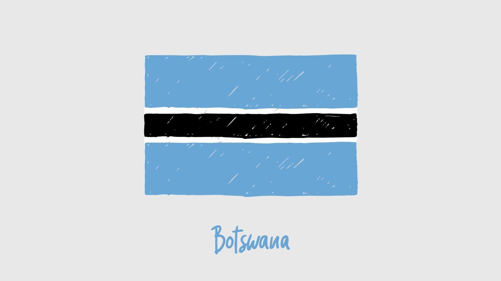 marcador de bandeira do botswana ou vetor de ilustração de esboço a lápis