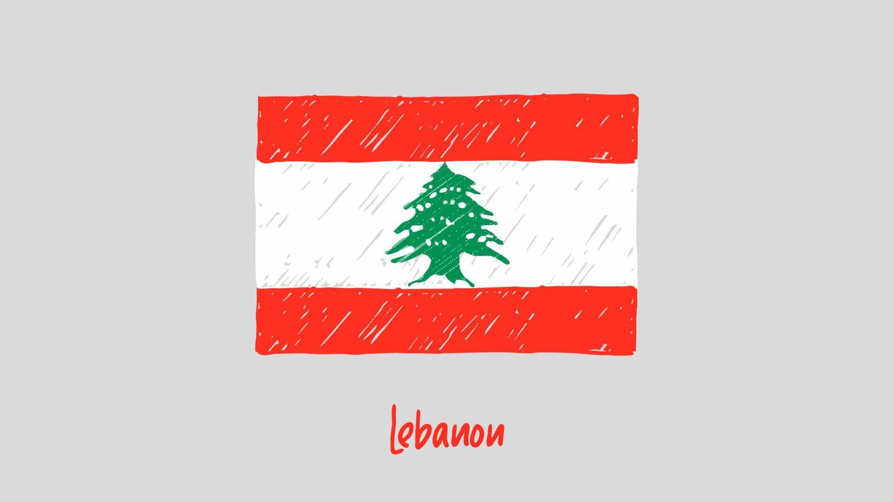 marcador de bandeira do líbano ou vetor de ilustração de esboço a lápis