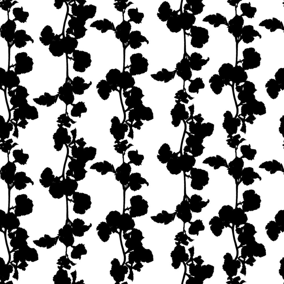 monocromático bonito sem costura padrão com raminhos. fundo de folhas preto e branco. ilustração vetorial. vetor