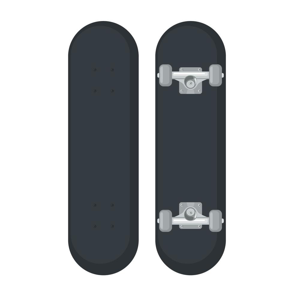 ícone de skate em estilo simples, isolado no fundo branco. vista do topo. ilustração vetorial. vetor