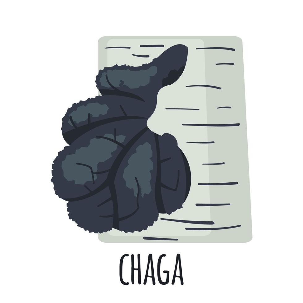 chaga - inonotus obliquus - ícone em estilo simples, isolado no fundo branco. cogumelo medicinal superalimento. ilustração vetorial. vetor