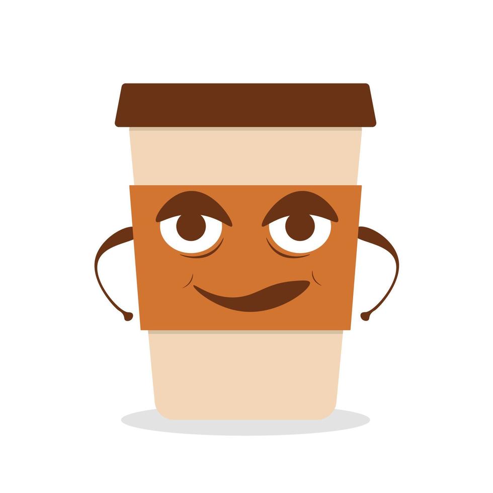 copo de papel de café com raiva bonito. vector ícone de ilustração de personagem de desenho animado plana design.isolated em fundo branco. café para levar, levar