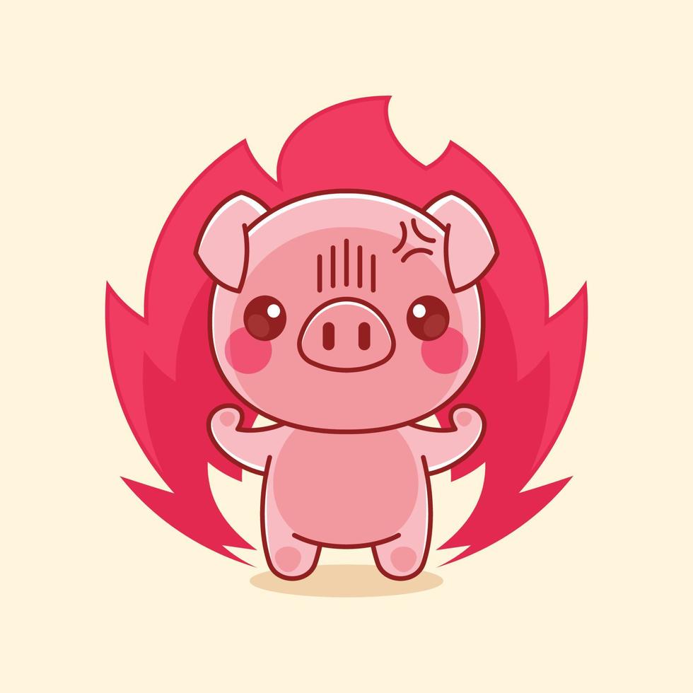 o porco bonito está muito bravo vetor