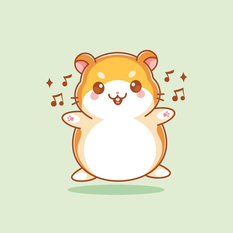 desenho animado cantando hamster fofo vetor