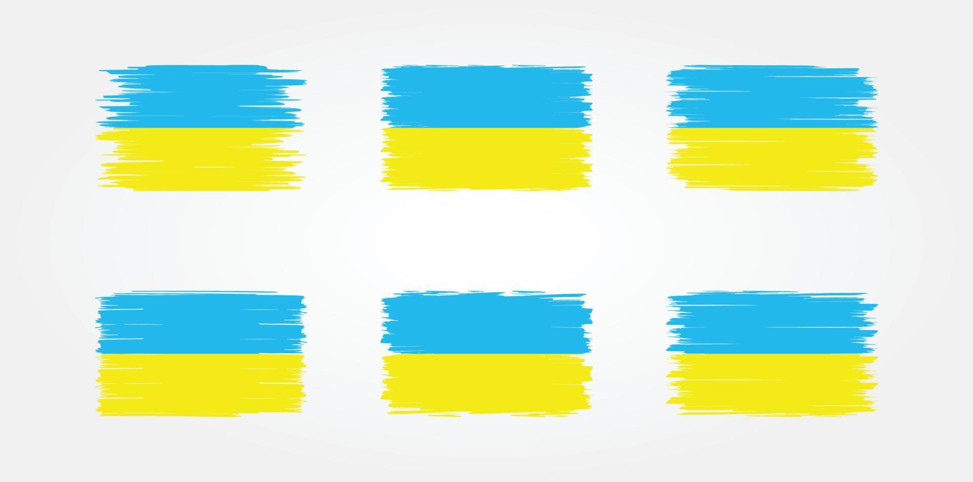 coleção de escova de bandeira da ucrânia. bandeira nacional vetor