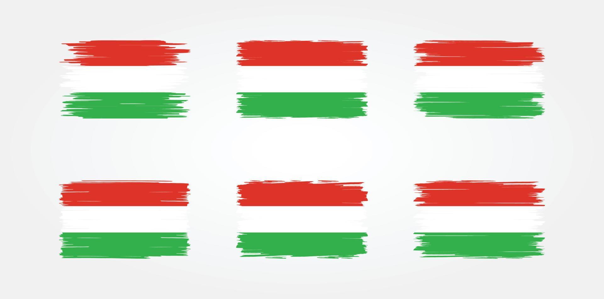 coleção de pincéis de bandeira da Hungria. bandeira nacional vetor